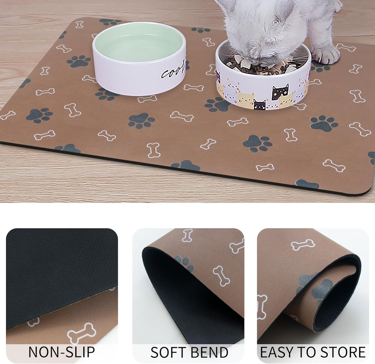 Pet Cat Dog Food Mat Non Slip Mat for Dog Water Bowl Mat Quick Dry Absorbent Cat Feeding Mat, 18.1