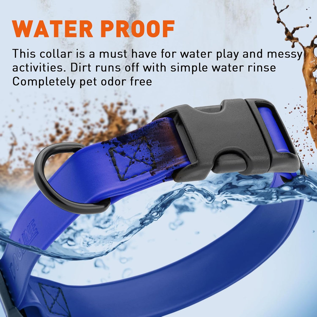Dogline Biothane Waterproof Dog Collar with Quick Release Buckle Strong Coated Nylon Webbing with