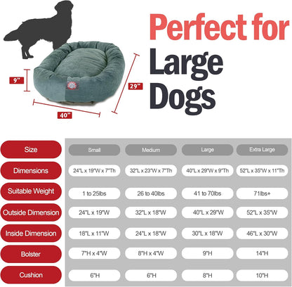 Majestic Pet 40 Inch Micro Velvet Calming Dog Bed Washable 40x29x9 (inch) – Cozy Soft Round Donut