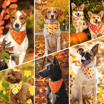 500 Pcs Fall Bandanas for Dogs Autumn Dog Bandanas with Maple Leaves Pumpkin Patterns Soft Bibs