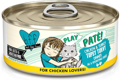 Weruva B.F.F. Play - Best Feline Friend Paté Lovers, Aw Yeah!, Chicken & Turkey Topsy Turvy with