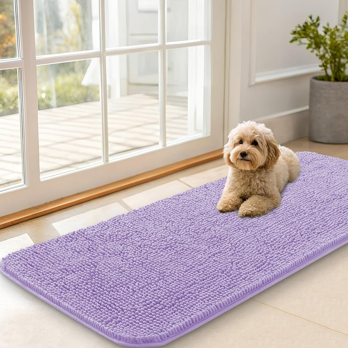 OLANLY Dog Door Mat for Muddy Paws 47x20, Absorbs Moisture and Dirt, Absorbent Non-Slip Washable
