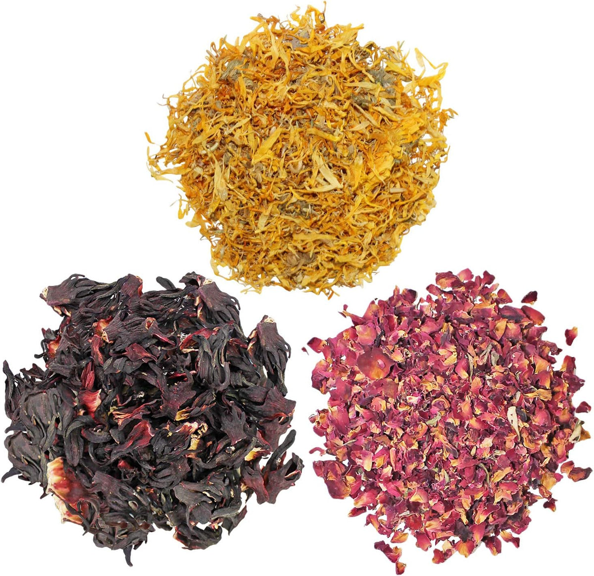 Exotic Nutrition Flower Treat 3 Pack - Healthy Assortment - Hibiscus, Calendula, Rose - for
