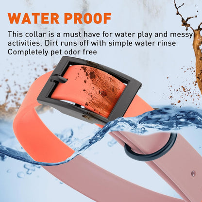 Dogline Biothane Waterproof Dog Collar Strong Coated Nylon Webbing with Black Hardware Odor- Proof