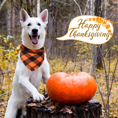 Kytely Fall Dog Bandana, 2Pack Halloween Dog Bandanas, Thanksgiving Classic Plaid Pet Scarf with