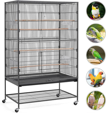 Yaheetech 60.5inch Extra Large Bird Cage Metal Parrot Cage Flight Cage for Cockatiels African Grey
