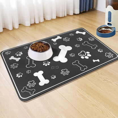 Pet Feeding Mat,Rapid Absorbent Mats for Dog Cat Food, Dog Placemat Water Bowl Mat with Rubber