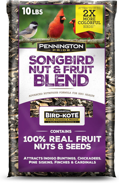 Pennington Pride Songbird Nut & Fruit Blend, Wild Bird Seed for Outside Feeders, Advanced Nutrition