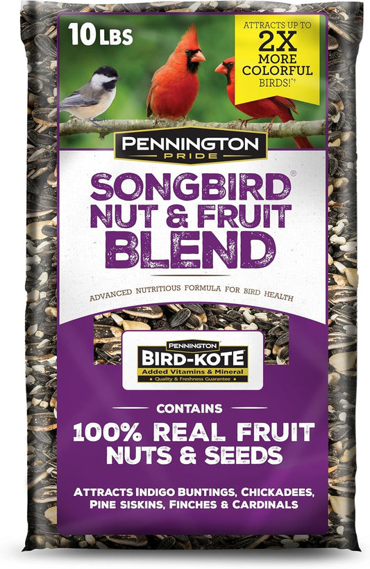 Pennington Pride Songbird Nut & Fruit Blend, Wild Bird Seed for Outside Feeders, Advanced Nutrition