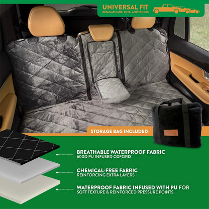 Plush Paws Products Velvet Convertible Rear Seat Cover | Durable Diamond Stitching | Washable &