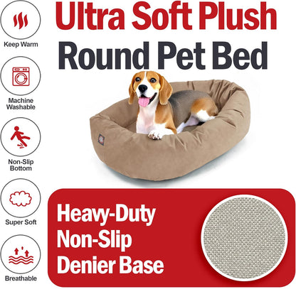 Majestic Pet 32 Inch Suede Calming Dog Bed Washable 32x23x7 (Inch) – Cozy Soft Round Donut Dog Bed