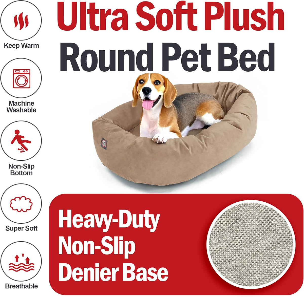 Majestic Pet 32 Inch Suede Shredded Memory Foam Mix Calming Medium Dog Bed Washable 32 x 23 x 7