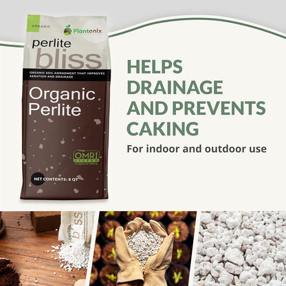 Perlite Bliss (16 Qts) - Organic Perlite for Plants - Coarse Perlite Bulk Soil Amendment - Chunky