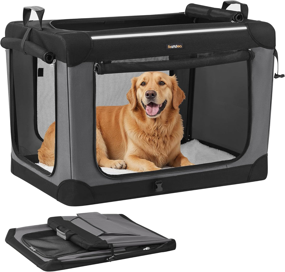 Feandrea Collapsible Dog Crate, 36-Inch Portable Dog Travel Crate for Large Dogs, Oxford Fabric Pet