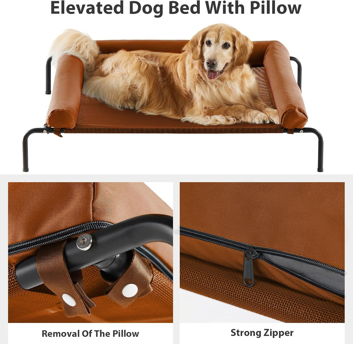 RRPETHOME Large Elevated Cooling Dog Bed, Raised Cot Beds for Large Dogs, Elevated Outdoor Dog Bed