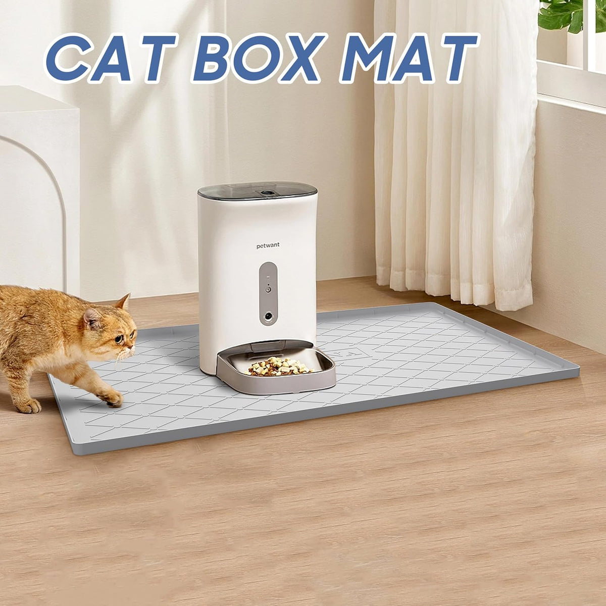 URMONA Large Dog Food Mat, 40" x 22" Pet Food Mat, Waterproof Dog Cat Food Mat with Raised Edges