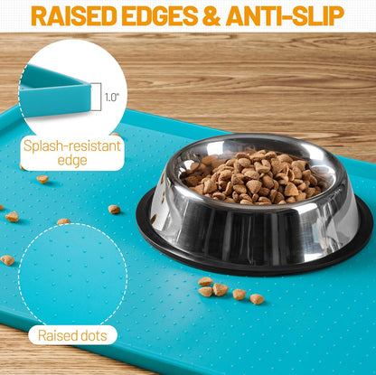 Hubulk Dog Feeding Mat,100% Waterproof Food Grade Silicone Pet Food and Water Bowl