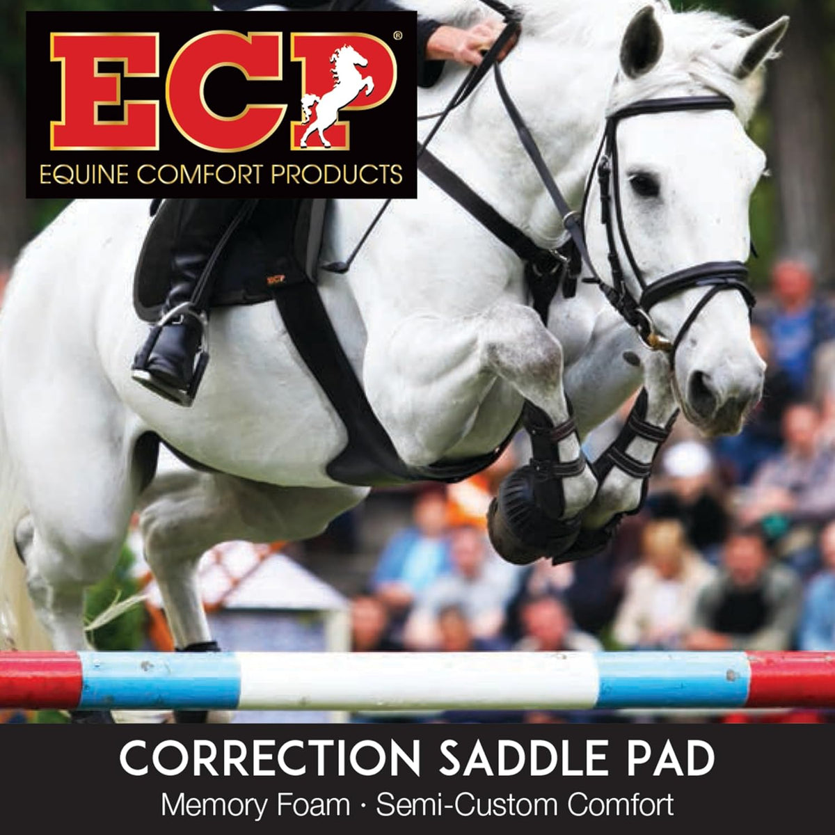 ECP Equine Comfort Products All-Purpose Contoured Correction Saddle Pad with Adjustable Memory Foam