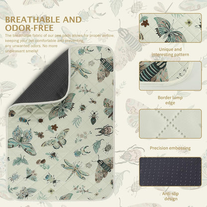 IEUUMLER Washable Pee Pads for Dogs, 2 Pack Insect Pattern Reusable Waterproof Puppy Potty Pads