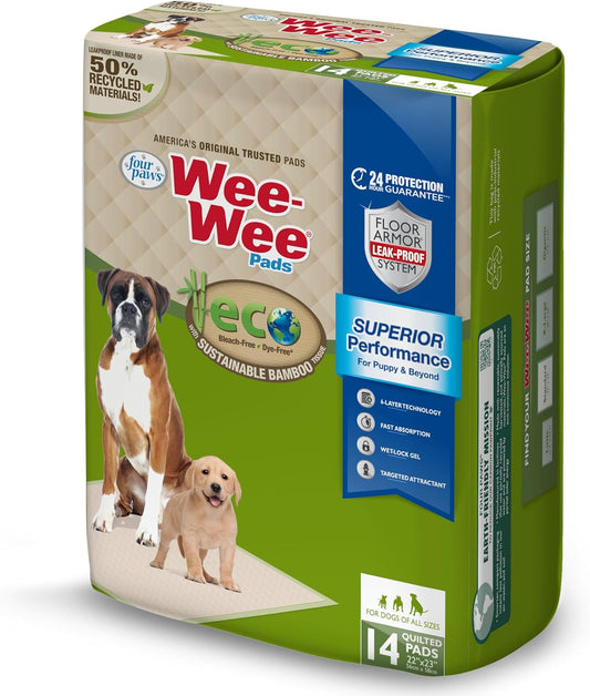 Four Paws Wee-Wee Superior Performance Bamboo Pee Pads for Dogs, Earth Friendly Dog & Puppy Potty