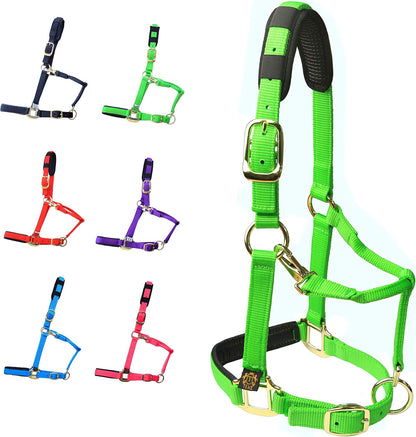T TEKE Adjustable Horse Halters by Heavy Duty Soft Nylon, Padded with Anti-rubbing Waffle Neoprene