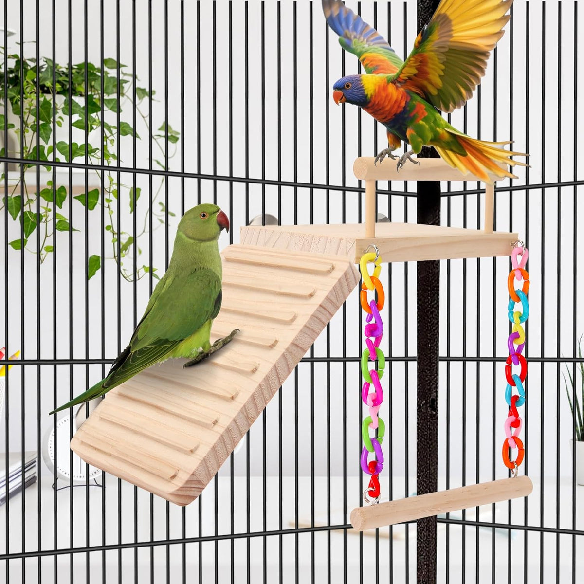Kyouki Bird Perch Bird Cage Accessories Platform Swing - for Parrot,Parakeet,Budgies, Cockatiels