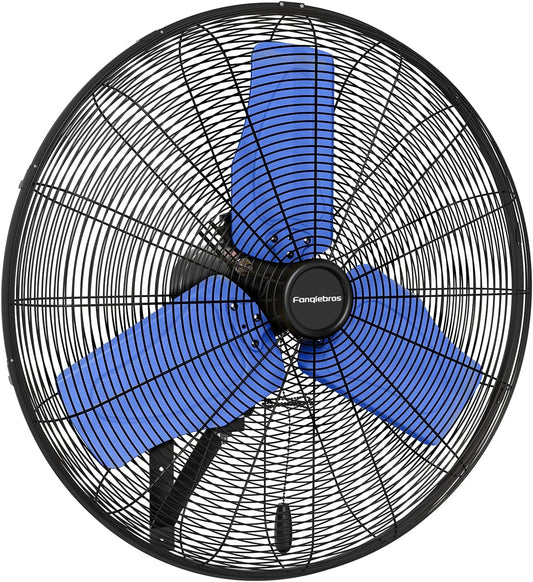 Pro 9500 CFM 24" Outdoor IP44 Waterproof Wall Mount Fan, 3-Speed Oscillating Metal Fans with