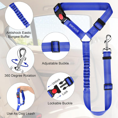 BWOGUE Pet Dog Cat Seat Belts, Car Headrest Restraint Adjustable Safety Leads Vehicle Seatbelt
