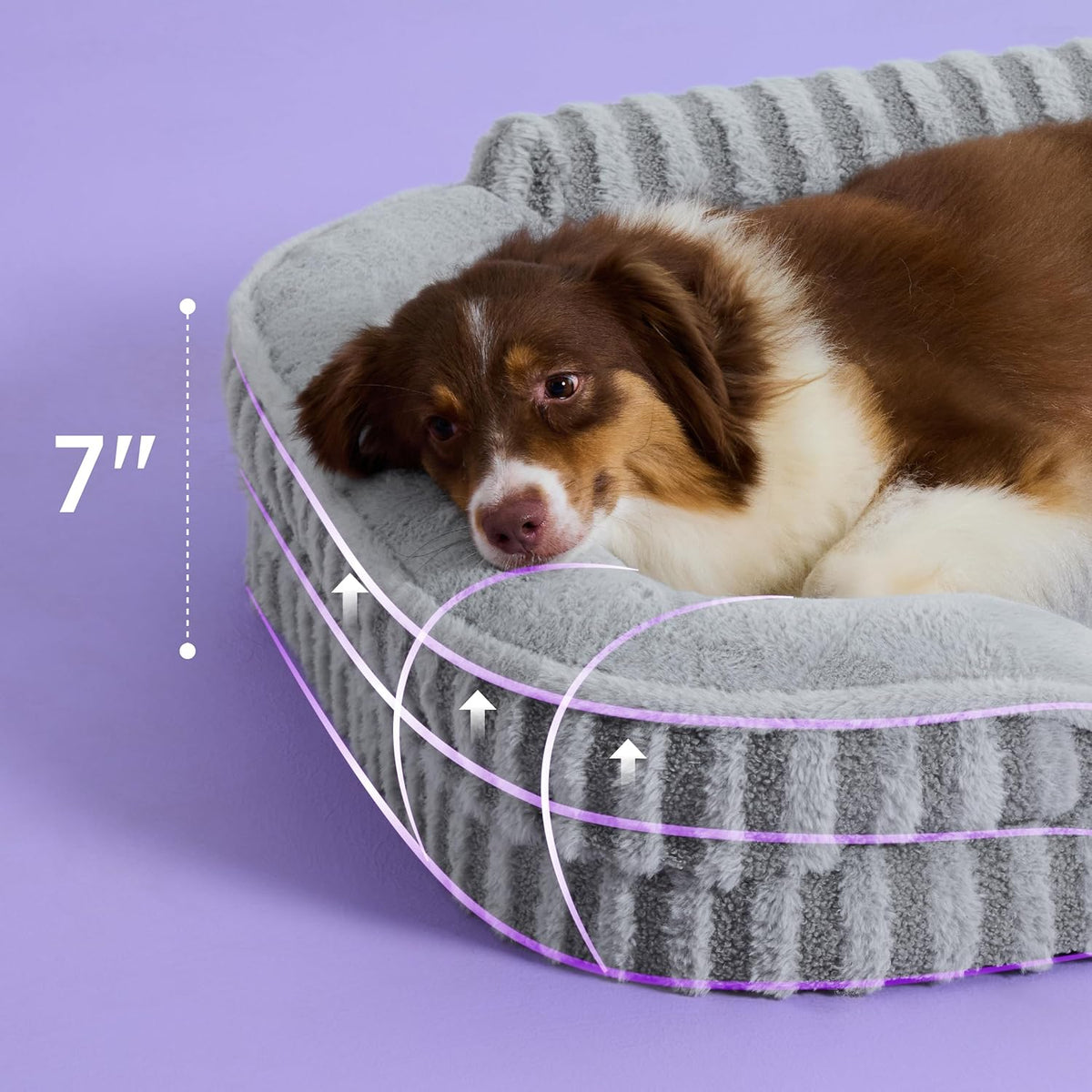 LE SURE Cute L-Plus Dog Beds, Orthopedic Waterproof Large Pet Bed with Sides, Non-Slip Bottom and