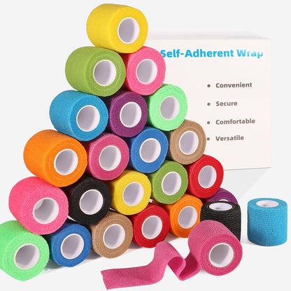 LDIWEE 24 Pack Self Adhesive Bandage Wrap 2 Inch, Vet Wrap for Dogs & Horses, Elastic Cohesive Tape