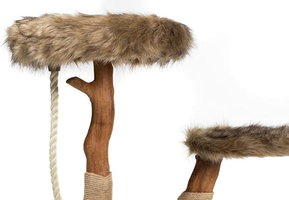 Mau Lifestyle Modern Cat Tree Tower - Natural-Branch Cat Condo & Luxury Wood Cat Scratching Tree
