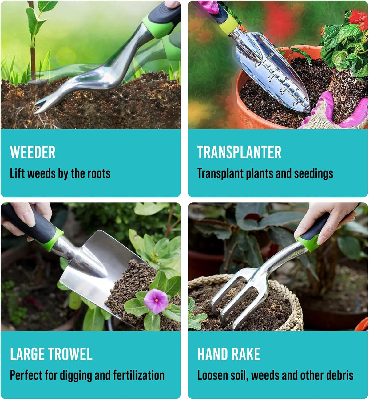 GROWIT Heavy Duty Gardening Tools - 22-Piece Gardening Gifts for Women, Men, Mom, Dad - Durable