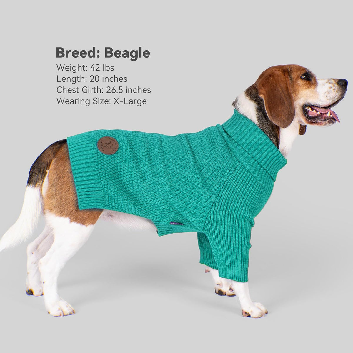 cyeollo Warm Turtleneck Large Dog Sweater, Stretchy & Cozy Knit Doggy Sweater with Sleeves Fall