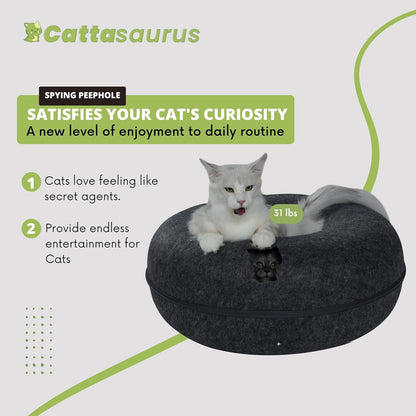 CATTASAURUS Peekaboo Cat Cave for Multiple & Large Cats Up to 30-45 Lbs, Scratch Detachable &