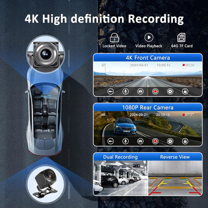 Apple carplay & Android Auto,Wireless Double din 10.26 inch Dash Cam with Front Camera and Backup
