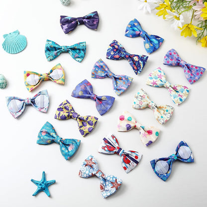 Reginary 50 Pieces Dog Bow Ties Pet Collar Bow Puppy Collar Attachment with Rubber Bands for Small