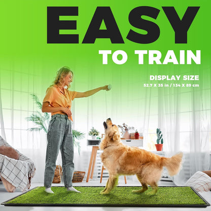 Hompet Dog Grass Pad with Tray Large, 52.7"x35", 2 Reusable Artificial Turf for Dogs Potty