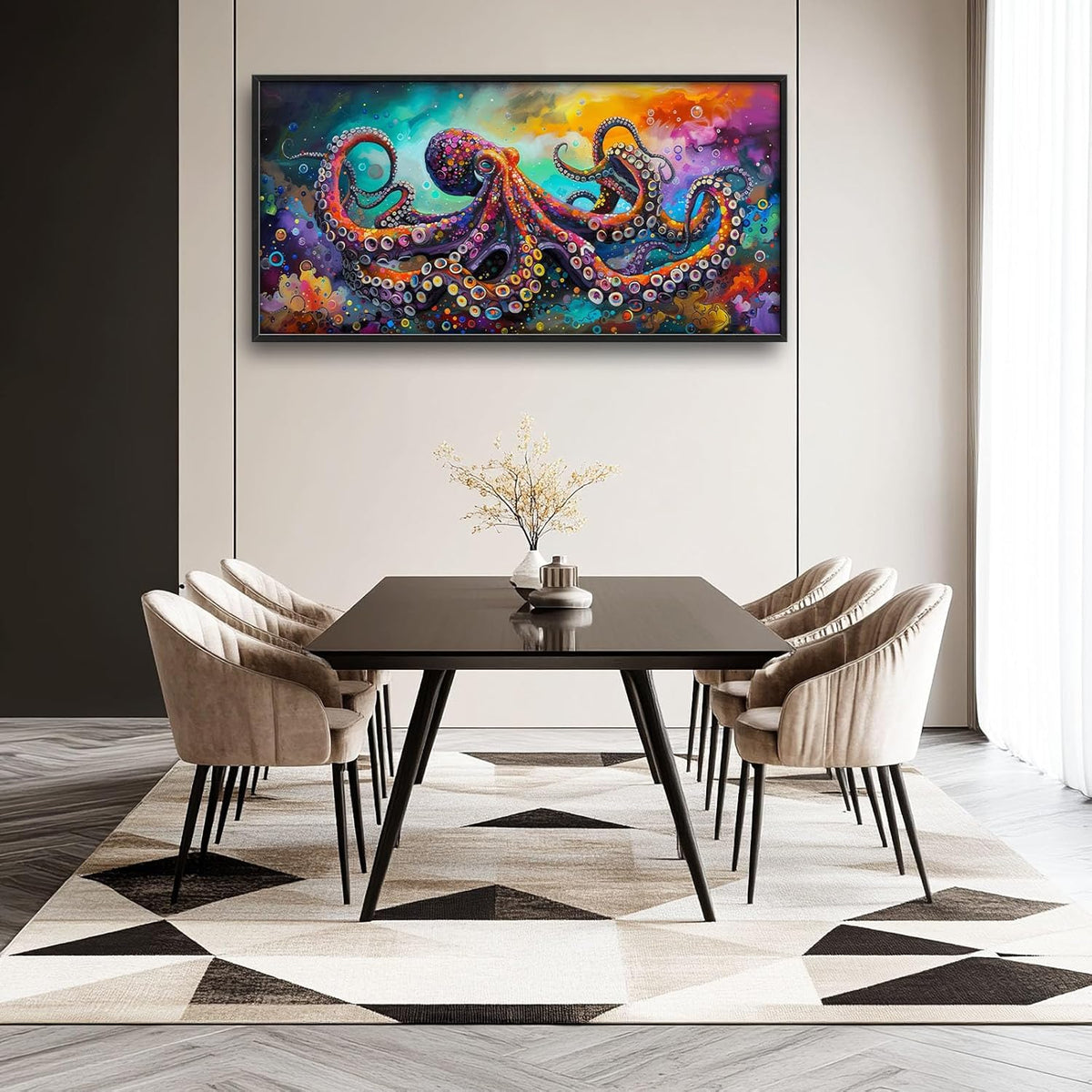 Quorin Octopus Large Wall Art Abstract Colorful Octopus Pictures Sea Ocean Animal Wall Decor Canvas