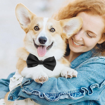 Black Dog Bow Tie, KOOLMOX Adjustable Bow Tie Dog Collar for Medium and Large Dogs Cats Pets