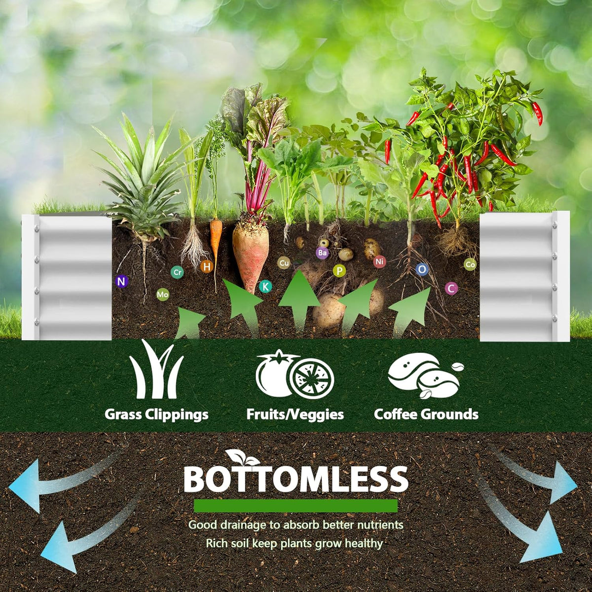 A ANLEOLIFE 8X4X1.5 ft Galvanized Raised Garden Bed, Rectangle Above Ground Modular Metal Planter