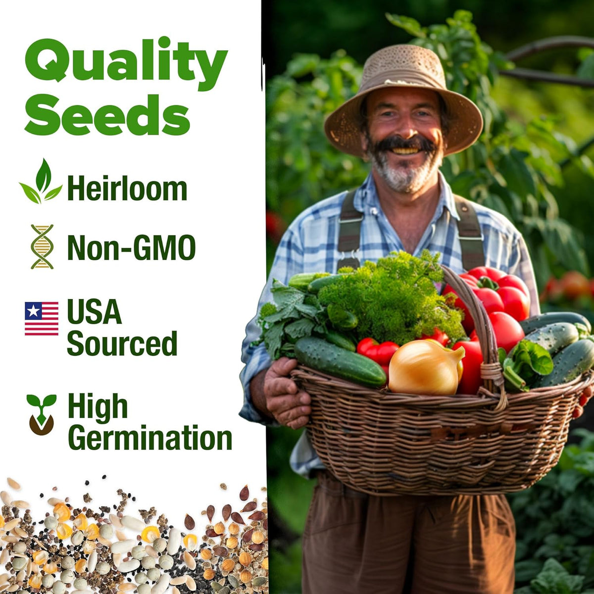 32 Heirloom Vegetable and Fruit Seeds for Planting - 16,000+ Seeds | Non-GMO Survival Seed Vault |