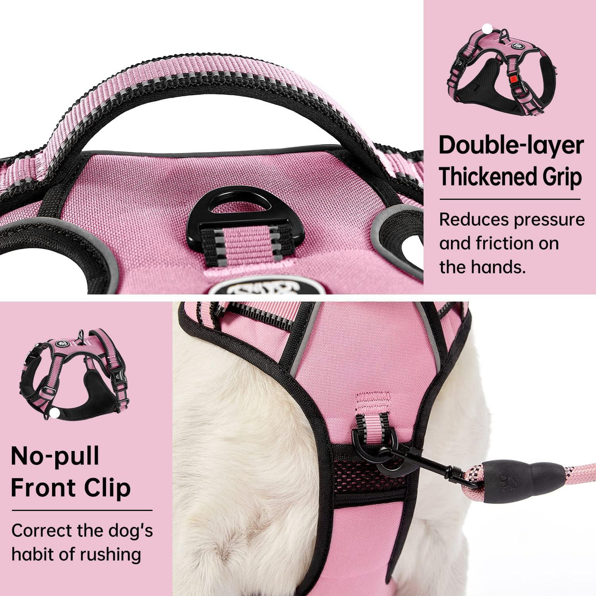 IVY&LANE No Pull Dog Harness for Small Dogs, Dog Vest Harness with Leash, Safety Belt and Storage