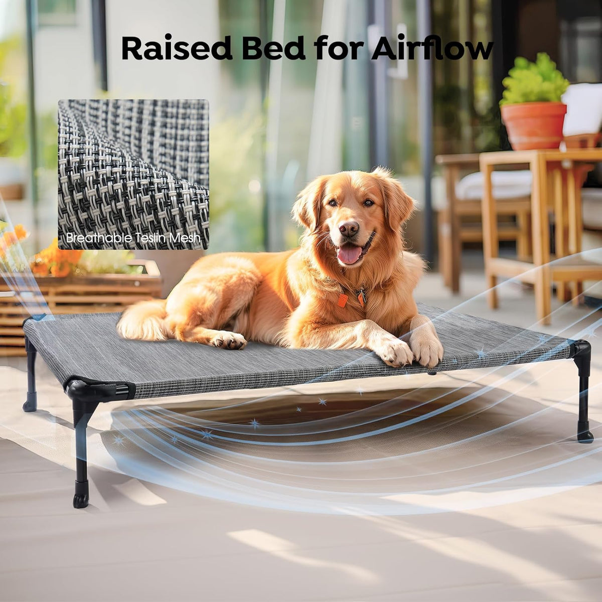 Veehoo 2-Pack Raised Dog Beds - Cooling Portable Pet Cot with No-Slip Feet, Breathable Mesh, Size