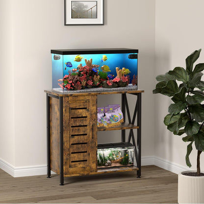 20-29 Gallon Fish Tank Stand, Aquarium Stand with Cabinet Accessories Storage, Heavy Duty Metal