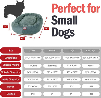 Majestic Pet 24 Inch Micro Velvet Calming Dog Bed Washable – Cozy Soft Round Dog Bed with Spine for