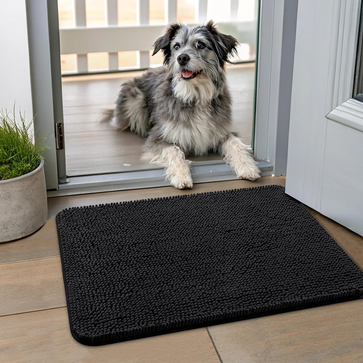 Smiry Dog Door Mat for Muddy Paws 24x16, Absorbs Moisture and Dirt Doormat, Non-Slip Washable Quick