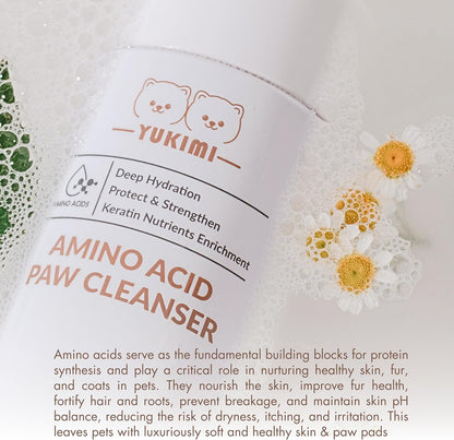 YUKIMI Premium Amino Acid Paw Cleanser with Silicone Bristle Brush for Dogs & Cats | Dermatologist