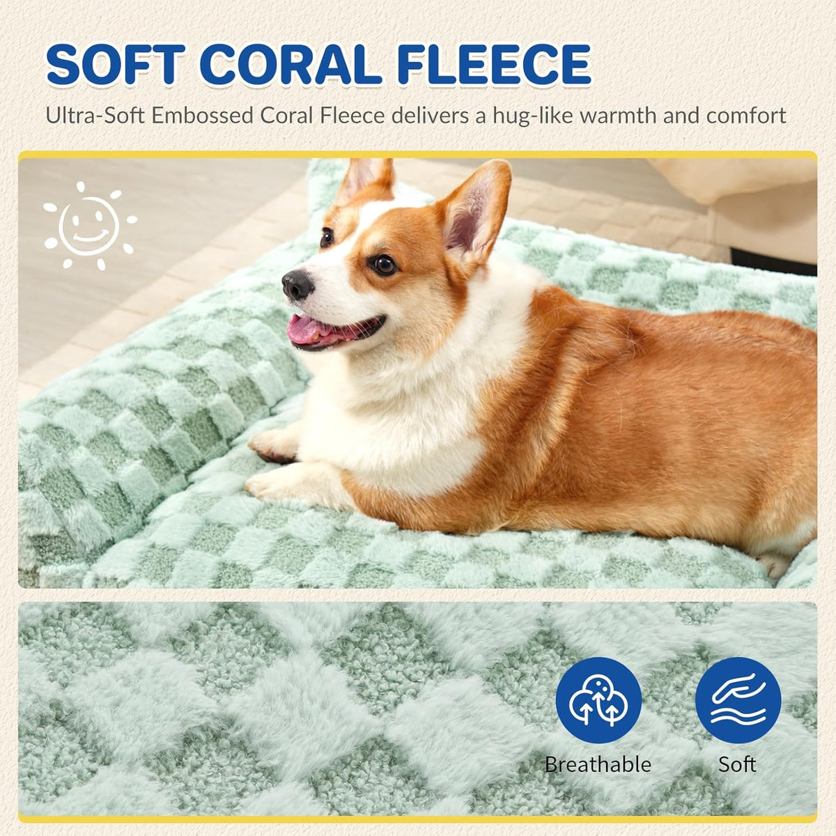 Large Dog Bed Sofa, Fluffy Pet Bed for Medium and Large Dogs, Supportive Dog Couch Sofa for Dogs