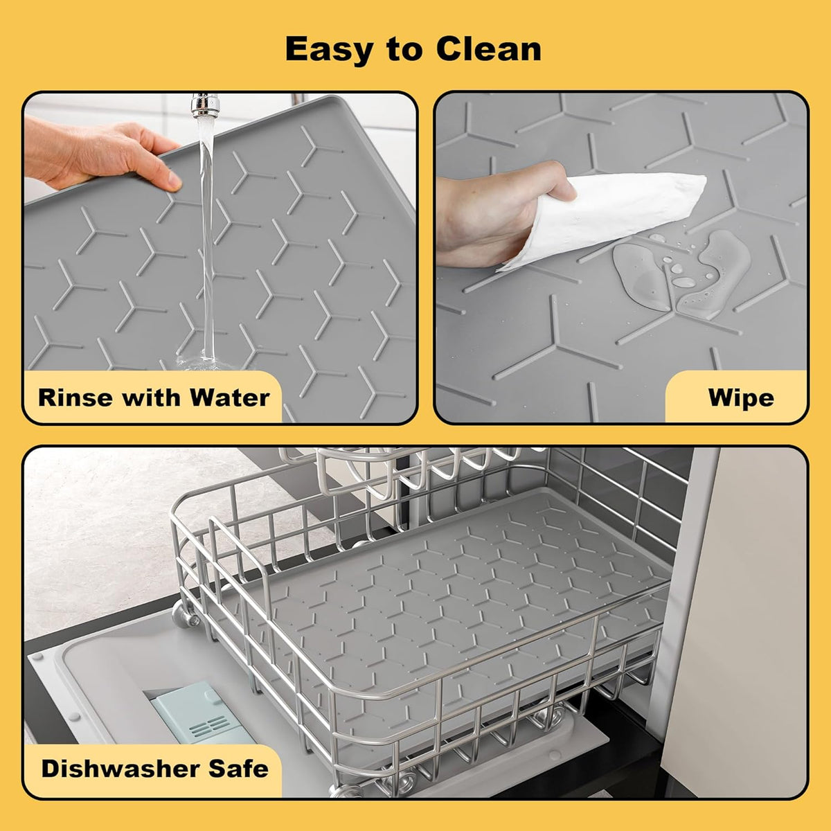 Pieviev Dog Cat Food Bowl Mat, Silicone Waterproof Food Grade Pet Food Mat for Floor, High Raised