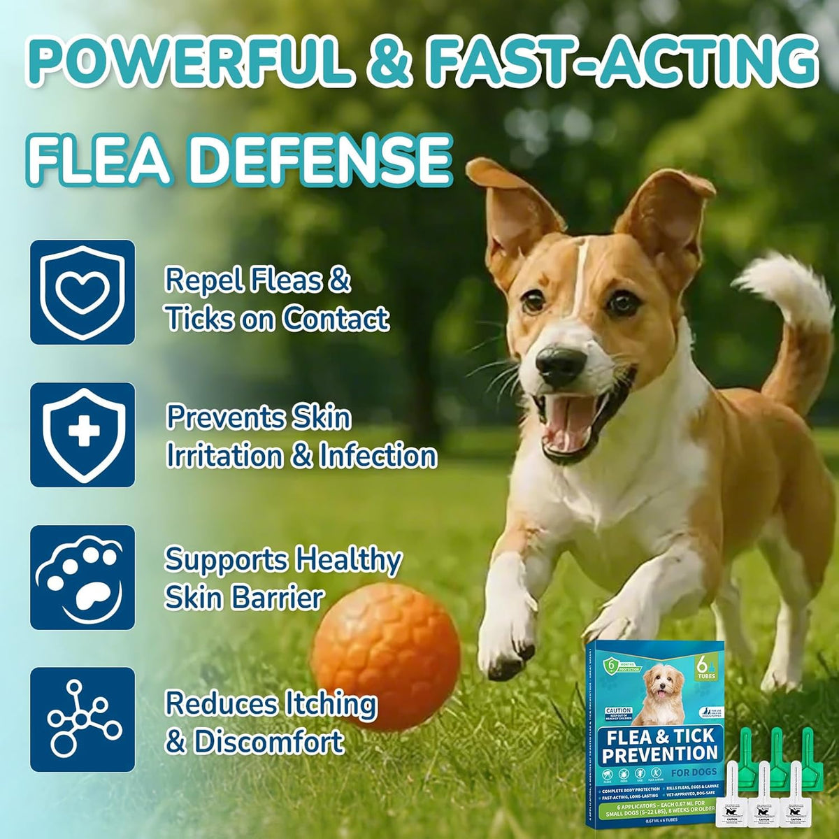 Flea and Tick Prevention for Small Dogs, 6-Month Supply Dog Flea and Tick Treatment Drops, Topical